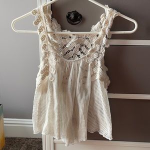 Lace/ sheer white tank crop top